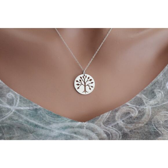 Sterling Silver Openwork Tree of Life Charm Necklace - Picture 3 of 4